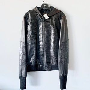 Alexander Mcqueen Leather Croc Embossed Hoodie